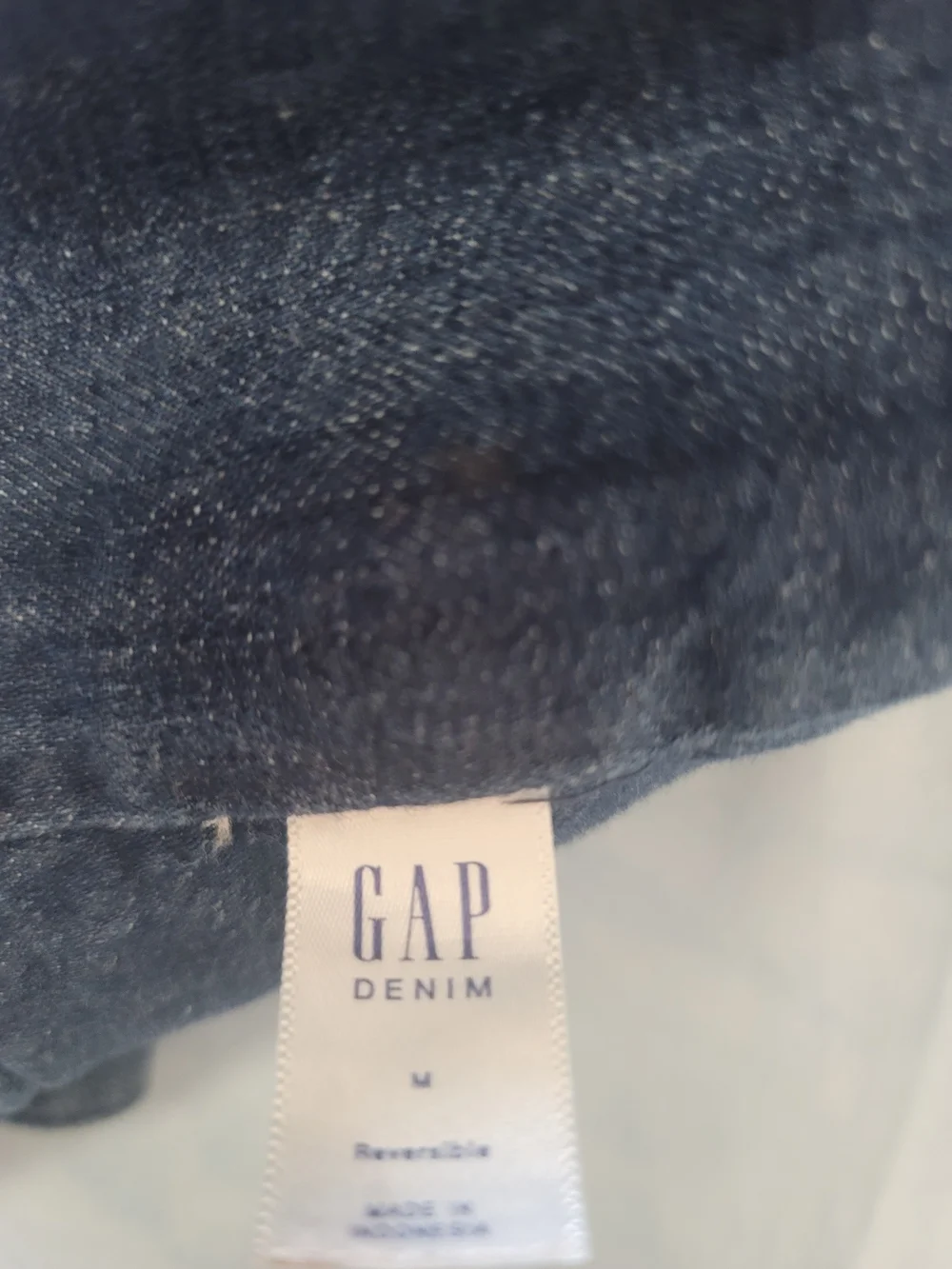 GAP Dark Blue Denim Jean Jacket with Gray Sherpa Lining